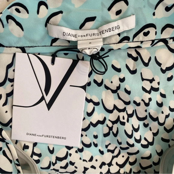 NWT Diane Von Furstenburg SIILK Beonica Leopard Rain Spots Halo Kaftan Dress S - Picture 10 of 16